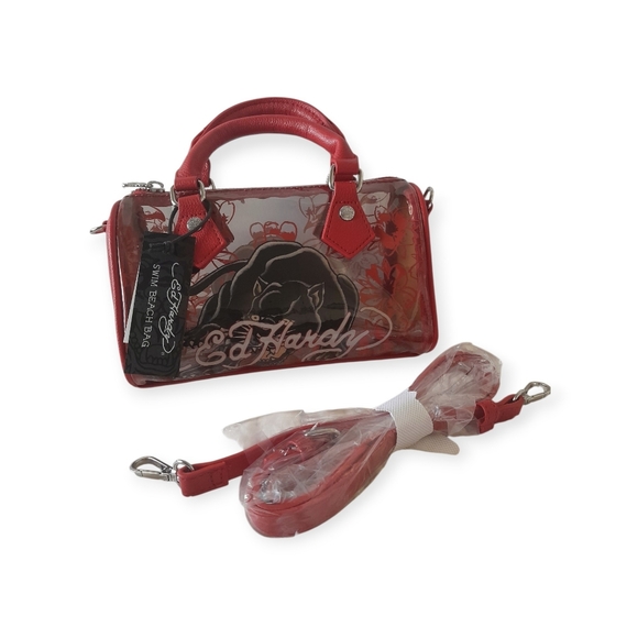 Ed Hardy Handbags - Ed Hardy Panther Clear Crossbody Satchel Beach Bag